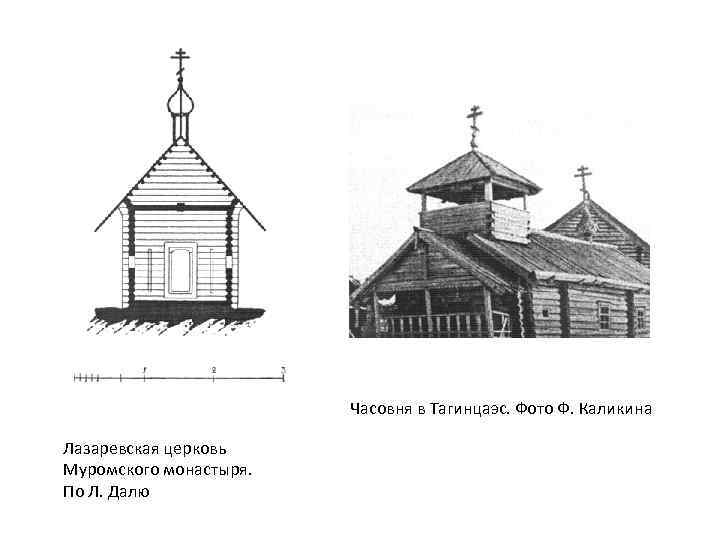 Часовня в Тагинцаэс. Фото Ф. Каликина Лазаревская церковь Муромского монастыря. По Л. Далю 