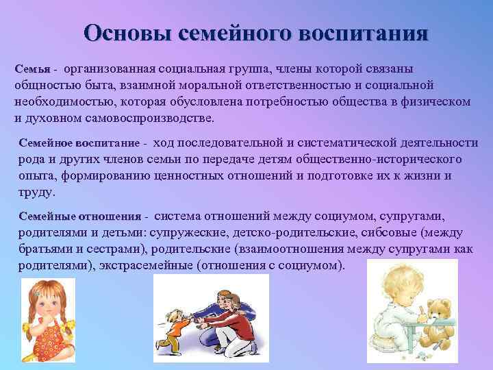 Основы семейного воспитания схема