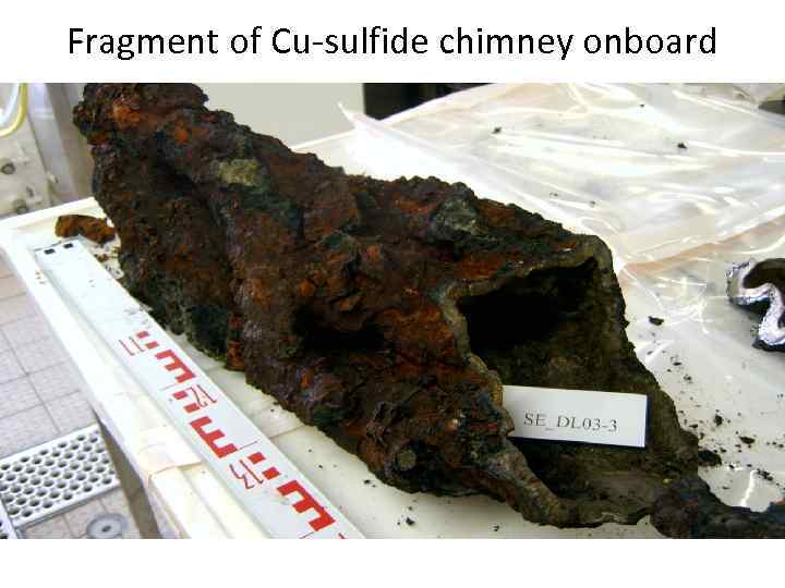 Fragment of Cu-sulfide chimney onboard 