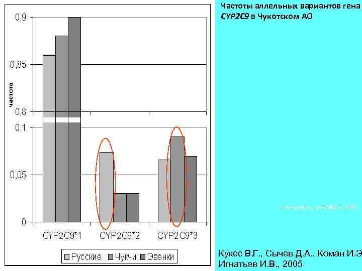 Частоты аллельных вариантов гена CYP 2 C 9 в Чукотском АО г. Анадырь, сентябрь