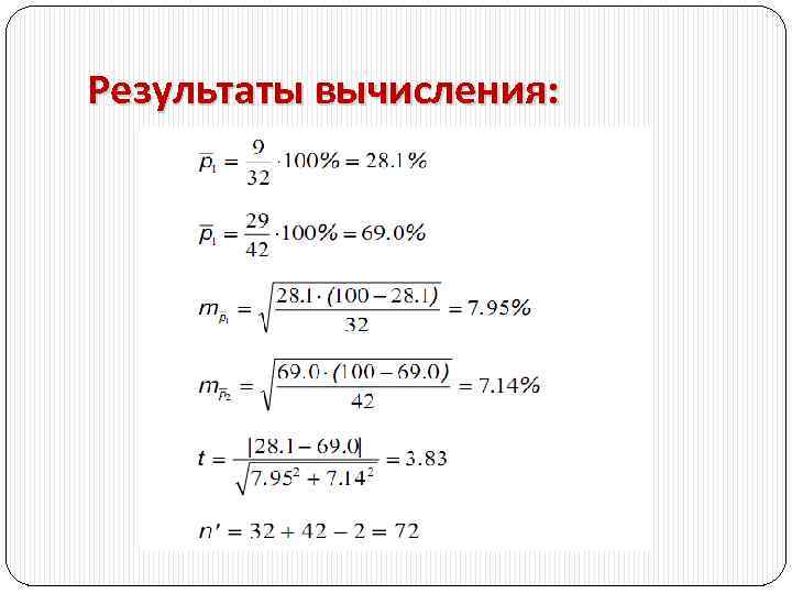 Результаты вычисления: 