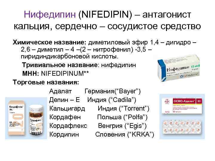 Нифедипин 5 мг. Торговое Наименование лекарственного препарата Нифедипин.