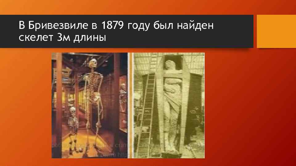 В Бривезвиле в 1879 году был найден скелет 3 м длины 