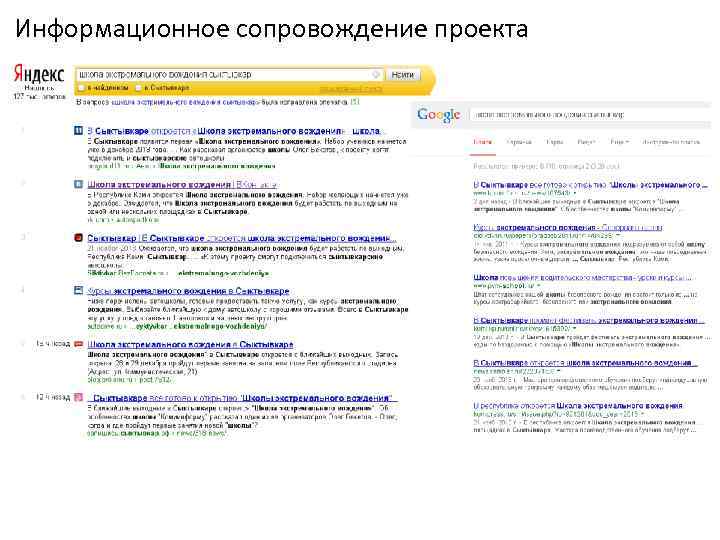 Информационное сопровождение проекта 