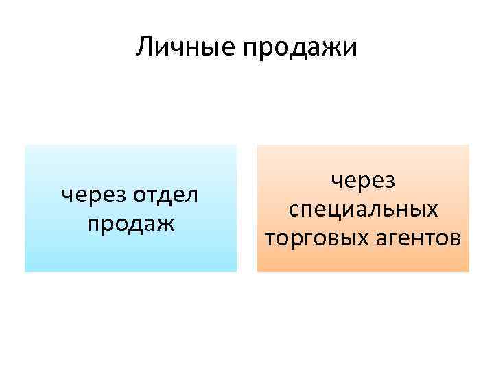 Личные продажи через отдел продаж через специальных торговых агентов 