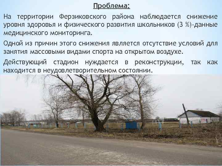 Проблема: На территории Ферзиковского района наблюдается снижение уровня здоровья и физического развития школьников (3