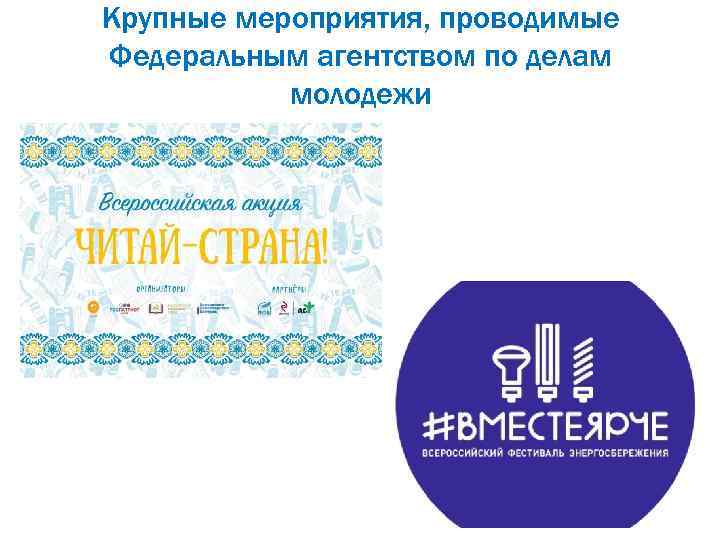 Крупные мероприятия, проводимые Федеральным агентством по делам молодежи 