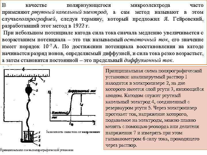 В качестве поляризующегося микроэлектрода часто применяют ртутный капельный электрод, а сам метод называют в