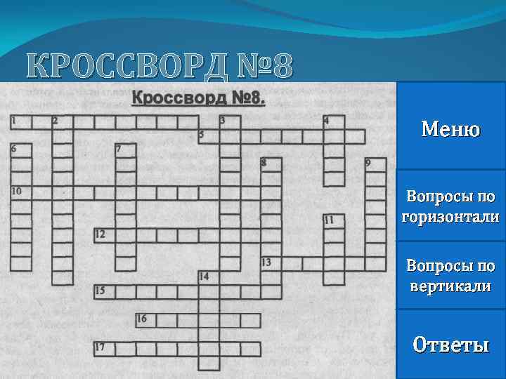 Составить кроссворд по горизонтали по вертикали