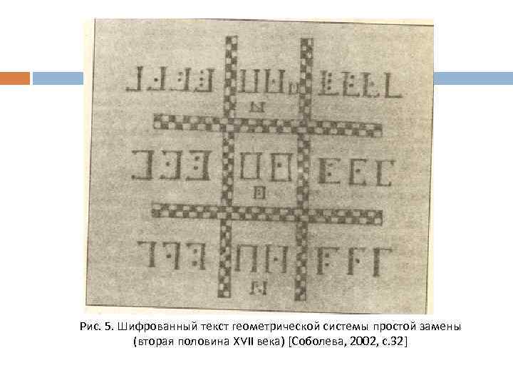 Рис. 5. Шифрованный текст геометрической системы простой замены (вторая половина XVII века) [Соболева, 2002,