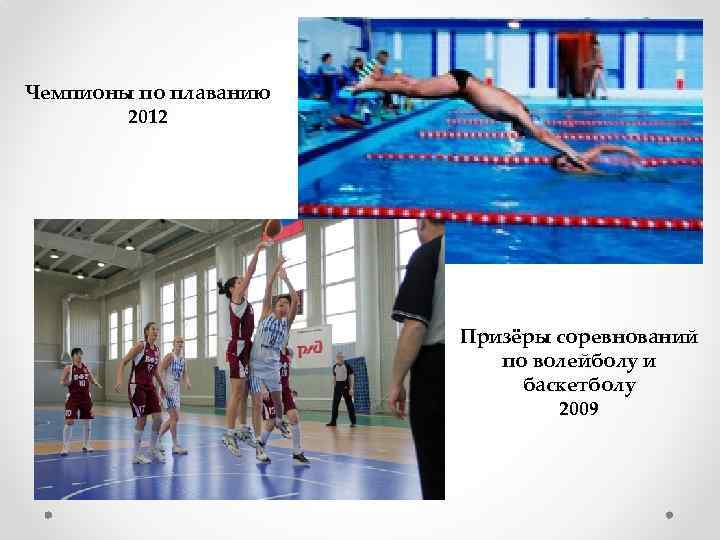 Чемпионы по плаванию 2012 Призёры соревнований по волейболу и баскетболу 2009 