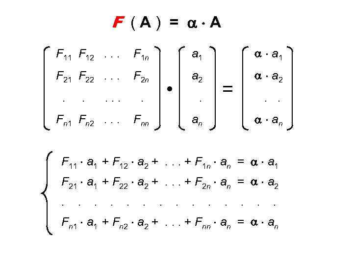 F (А) = А F 11 F 12. . . F 1 n a