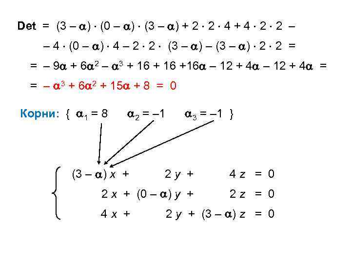 Det = (3 – ) (0 – ) (3 – ) + 2 2