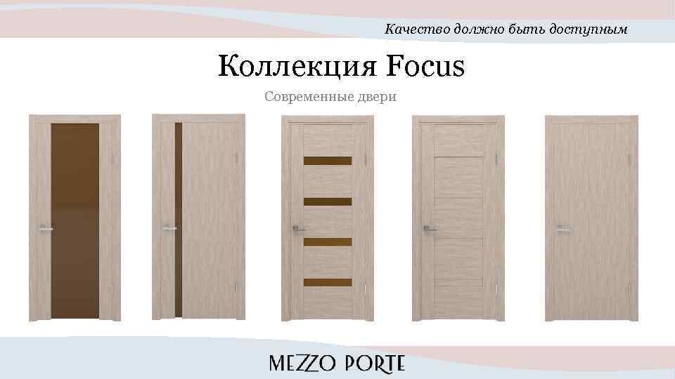 Качество должно быть доступным Коллекция Focus Современные двери 