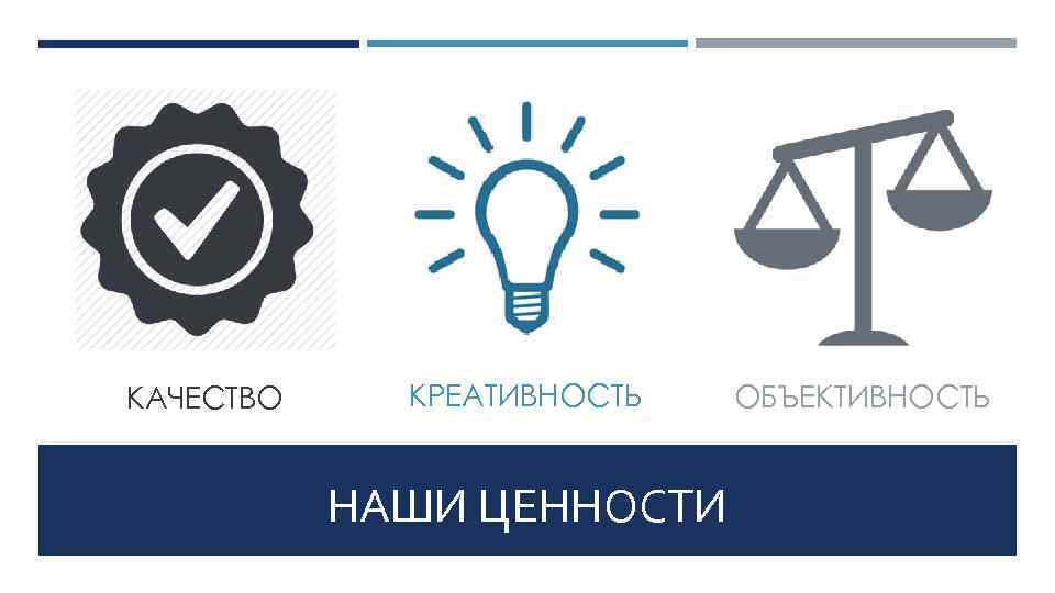 КАЧЕСТВО КРЕАТИВНОСТЬ НАШИ ЦЕННОСТИ ОБЪЕКТИВНОСТЬ 