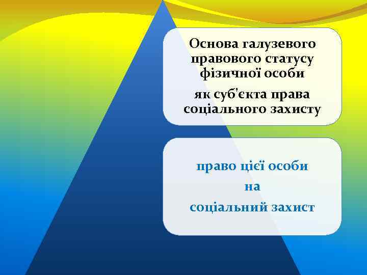 Основа галузевого правового статусу фізичної особи як суб'єкта права соціального захисту право цієї особи