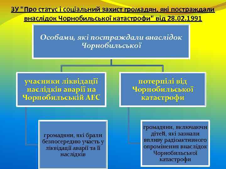 ЗУ "Про статус і соціальний захист громадян, які постраждали внаслідок Чорнобильської катастрофи" від 28.