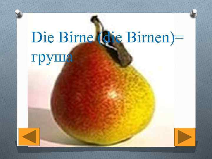 Die Birne (die Birnen)= груша 