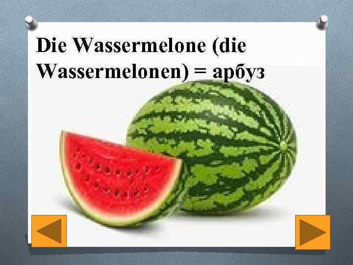 Die Wassermelone (die Wassermelonen) = арбуз 