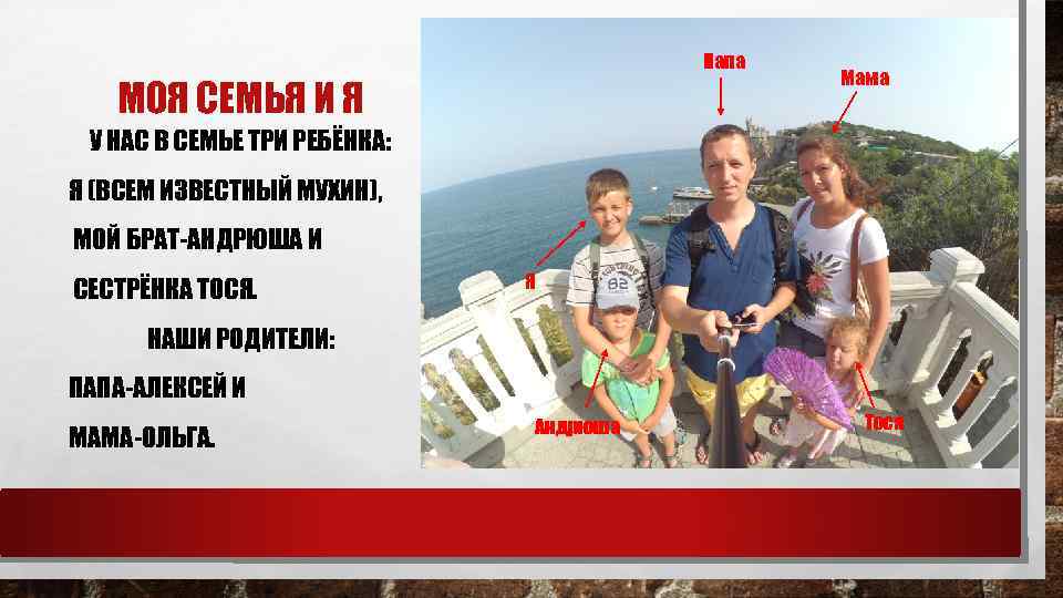 Папа МОЯ СЕМЬЯ И Я Мама У НАС В СЕМЬЕ ТРИ РЕБЁНКА: Я (ВСЕМ