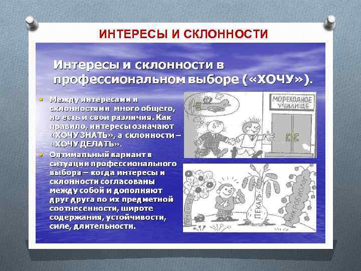 ИНТЕРЕСЫ И СКЛОННОСТИ 