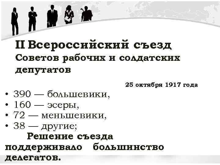 ПЕРВЫЕ ДЕКРЕТЫ СОВЕТСКОЙ ВЛАСТИ II Всероссийскийсъезд