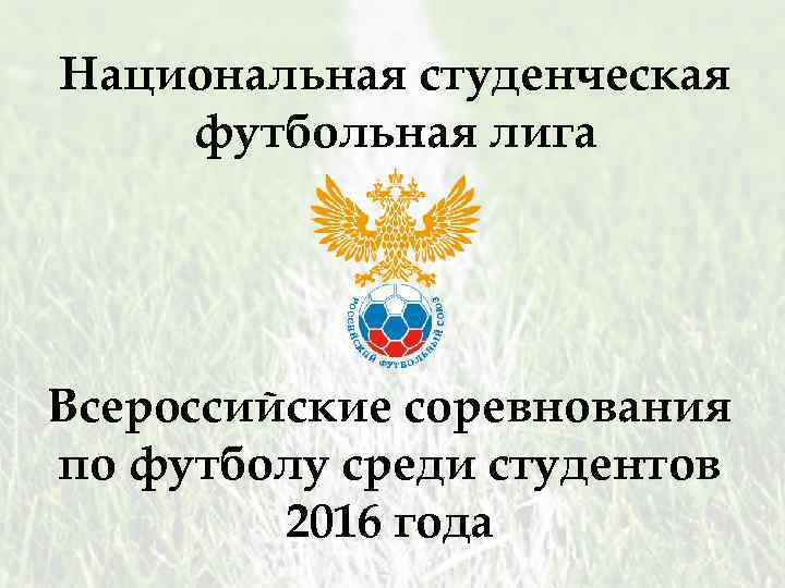 Национальная студенческая футбольная лига Всероссийские соревнования по футболу среди студентов 2016 года 
