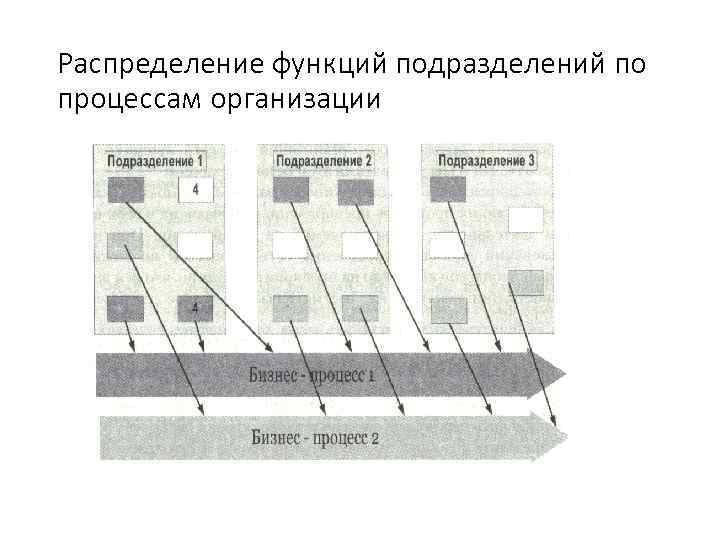 Распределение функций подразделений по процессам организации 