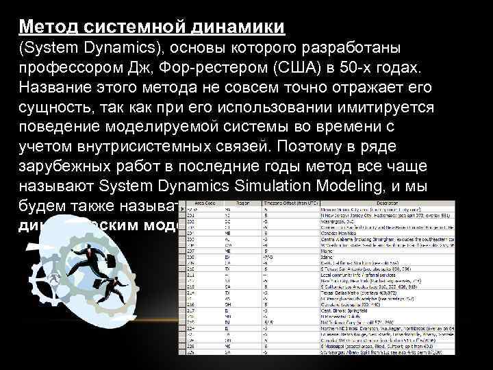 Метод системной динамики (System Dynamics), основы которого разработаны профессором Дж, Фор-рестером (США) в 50