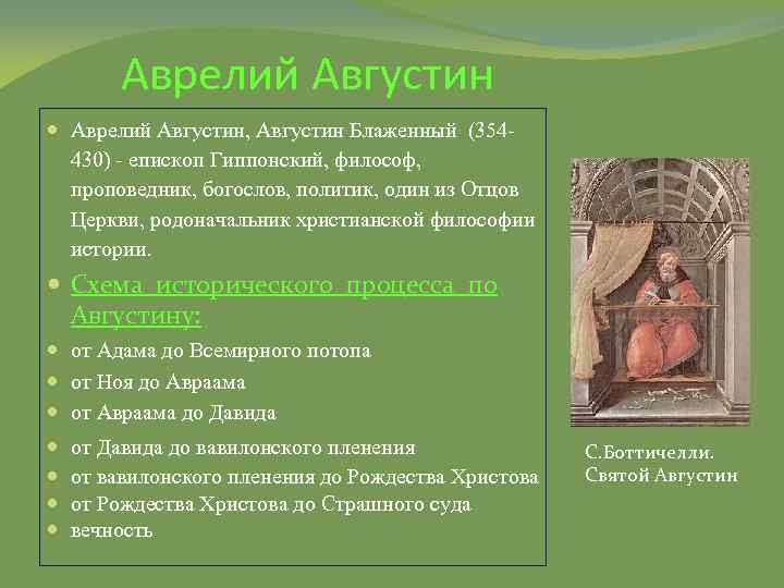 Аврелий Августин Аврелий Августин, Августин Блаженный (354430) - епископ Гиппонский, философ, проповедник, богослов, политик,
