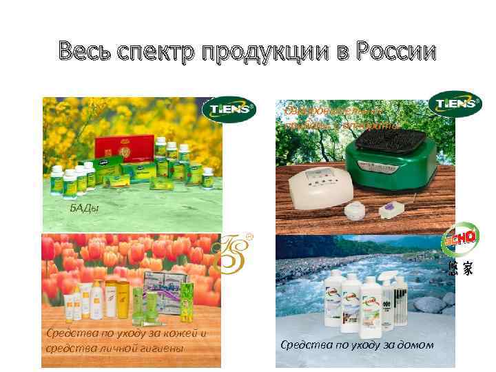 Весь спектр продукции в России Оздоровительные приборы и аппараты 产品组合 Вся продукция БАДы Ухаживающая