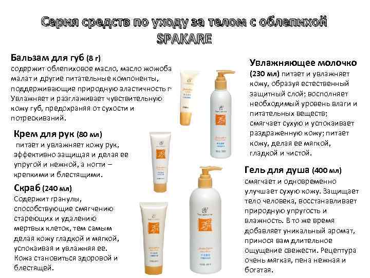 Серия средств по уходу за телом с облепихой SPAKARE Бальзам для губ (8 г)