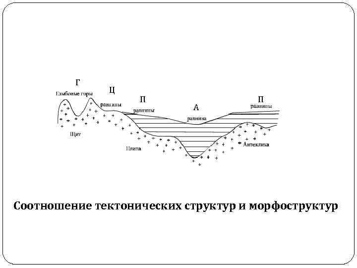 Г Ц П А П Соотношение тектонических структур и морфоструктур 