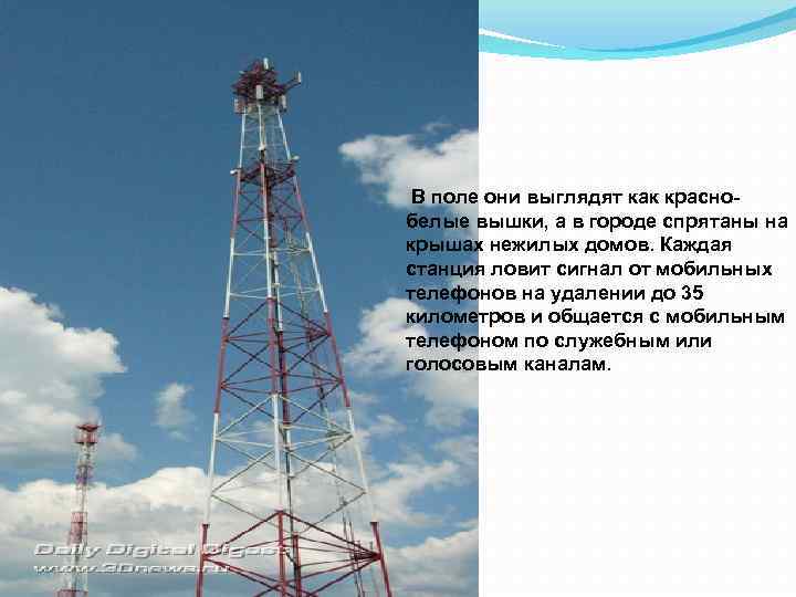  В поле они выглядят как краснобелые вышки, а в городе спрятаны на крышах