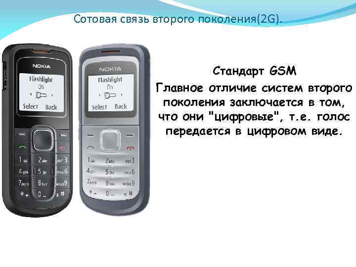 Сотовая связь второго поколения(2 G). Стандарт GSM Главное отличие систем второго поколения заключается в