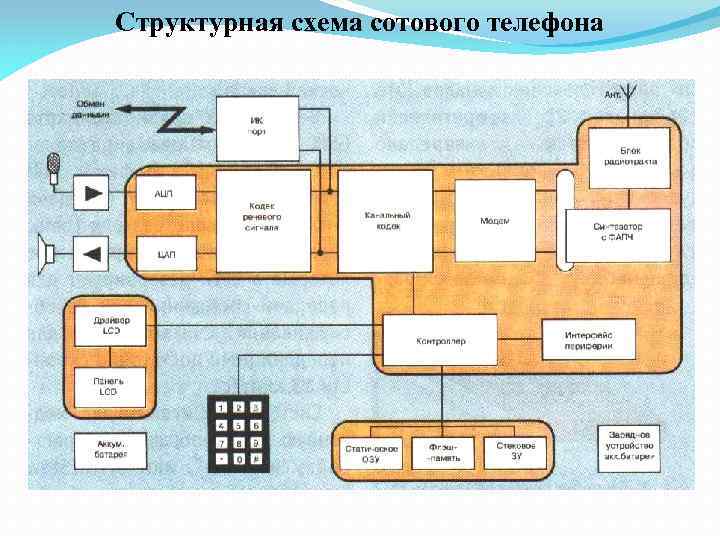 Структурная схема сотового телефона 