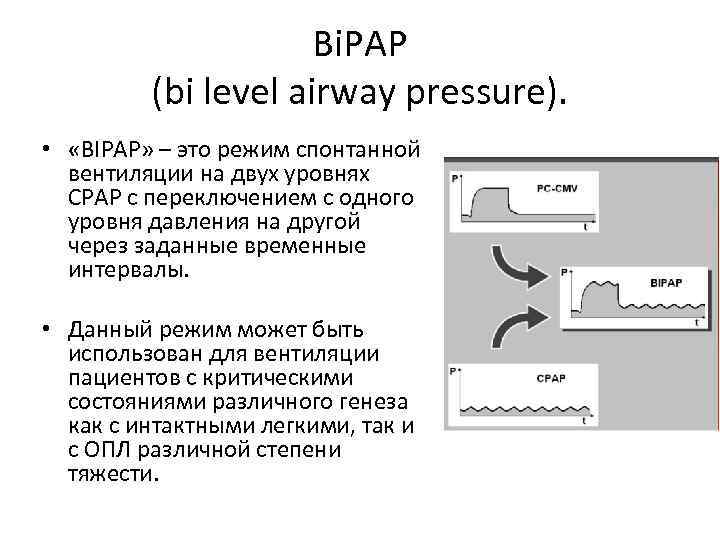 Bi. PAP (bi level airway pressure). • «BIPAP» – это режим спонтанной вентиляции на