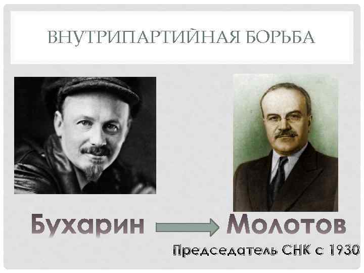 ВНУТРИПАРТИЙНАЯ БОРЬБА Председатель СНК с 1930 