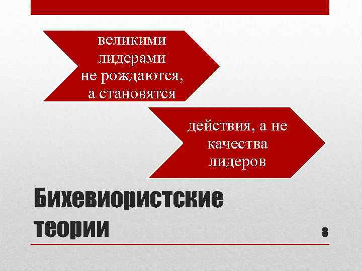 великими лидерами не рождаются, а становятся действия, а не качества лидеров Бихевиористские теории 8