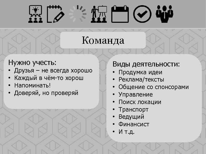 Команда Нужно учесть: • • Друзья – не всегда хорошо Каждый в чём-то хорош