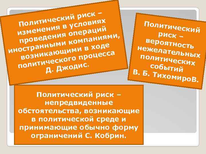  риск – й ически ловиях Полит ия в ус аций зменен ия опер