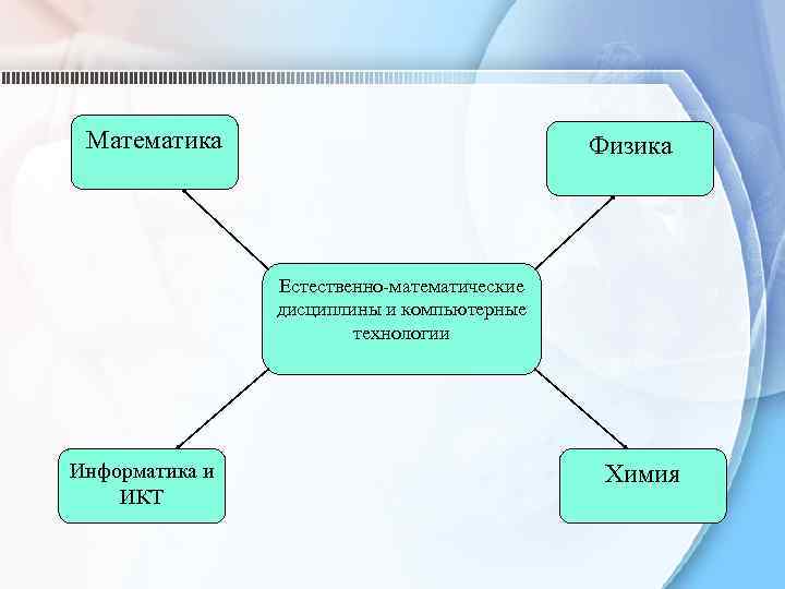 Математика Физика Естественно-математические дисциплины и компьютерные технологии Информатика и ИКТ Химия 