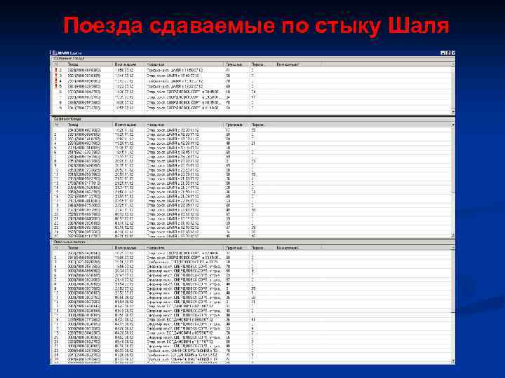 Поезда сдаваемые по стыку Шаля 