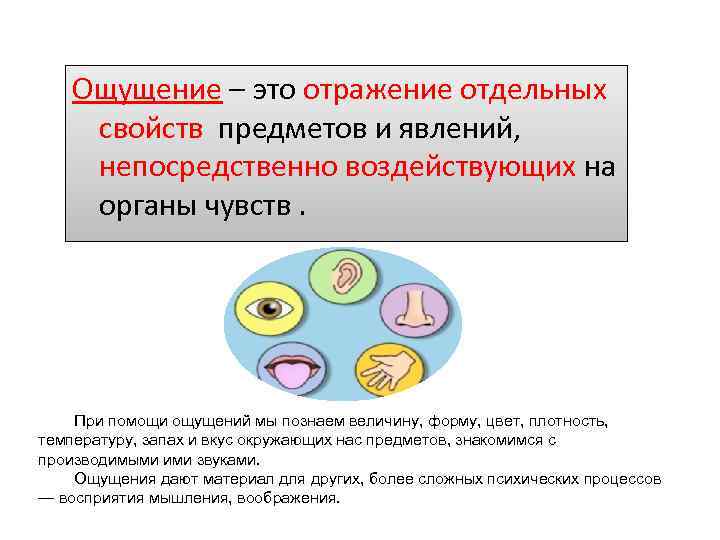 Отражение отдельных свойств предметов