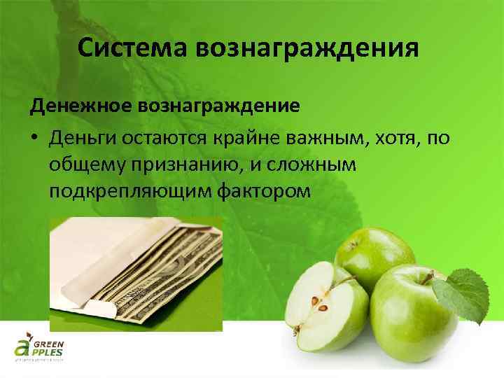 Система вознаграждения Денежное вознаграждение • Деньги остаются крайне важным, хотя, по общему признанию, и