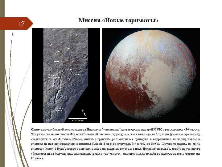 Миссия «Новые горизонты» 12 Снимок паукообразной сети трещин на Плутоне в 