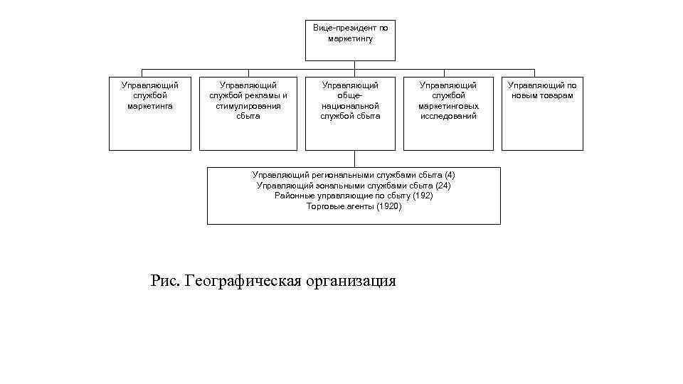Вице-президент по маркетингу Управляющий службой маркетинга Управляющий службой рекламы и стимулирования сбыта Управляющий общенациональной