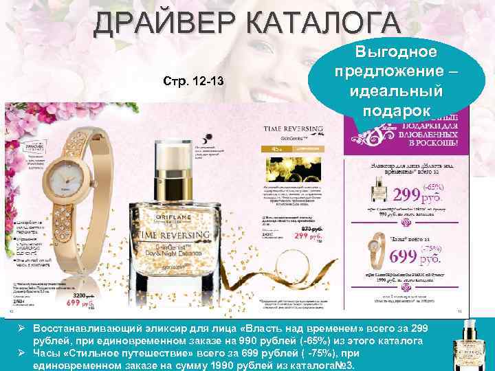 ДРАЙВЕР КАТАЛОГА Стр. 12 -13 Выгодное предложение – идеальный подарок Ø Восстанавливающий эликсир для