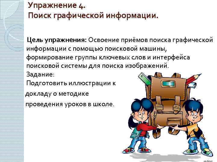 Упражнение 4. Поиск графической информации. Цель упражнения: Освоение приёмов поиска графической информации с помощью