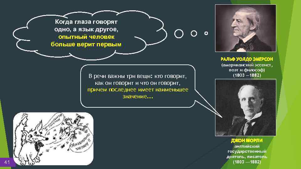 Когда глаза говорят одно, а язык другое, опытный человек больше верит первым В речи